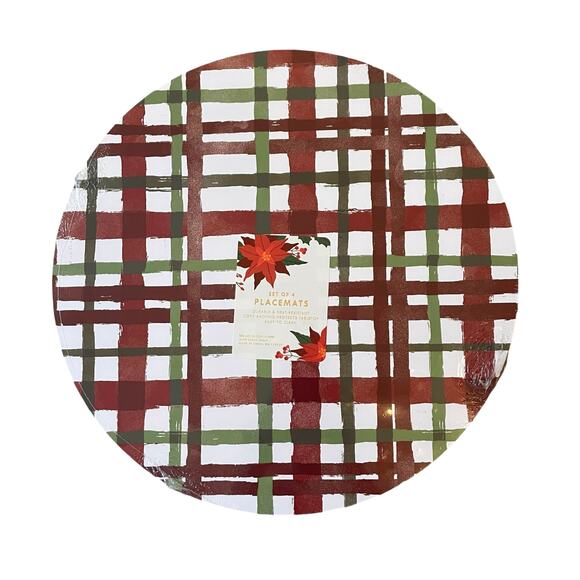 Christmas Boutique Reversible Cork Backed Placemats 15in Round Set of 4 New - Picture 15 of 15